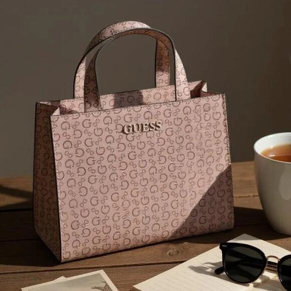 GUESS 90s Monogram Mini Tote Dusty Pink NWOT Vintage - Picture 3 of 12